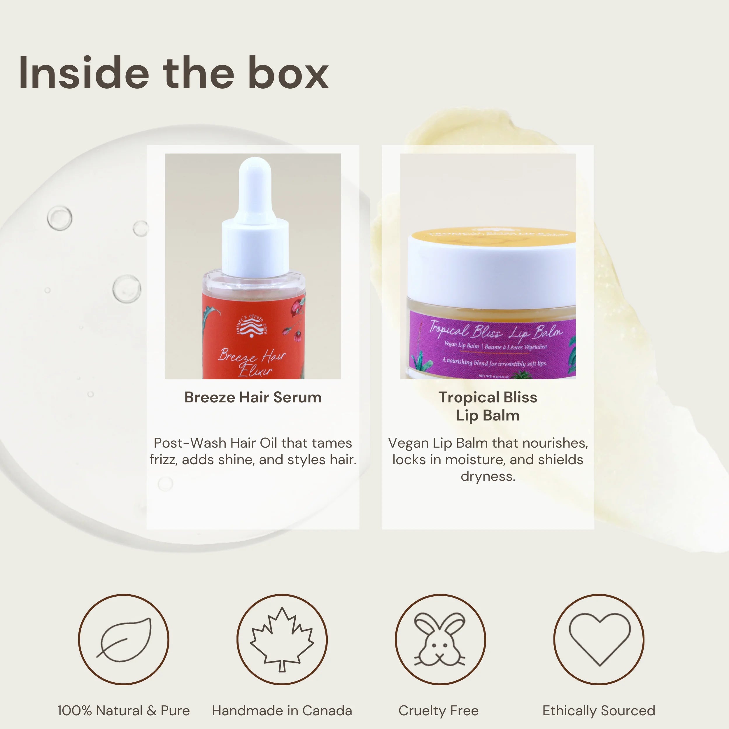 Tropical Escape Gift Box with natural skin, hair and bath products that is 100% natural and pure, handmade in Canada, cruelty free, and ethically sourced.
