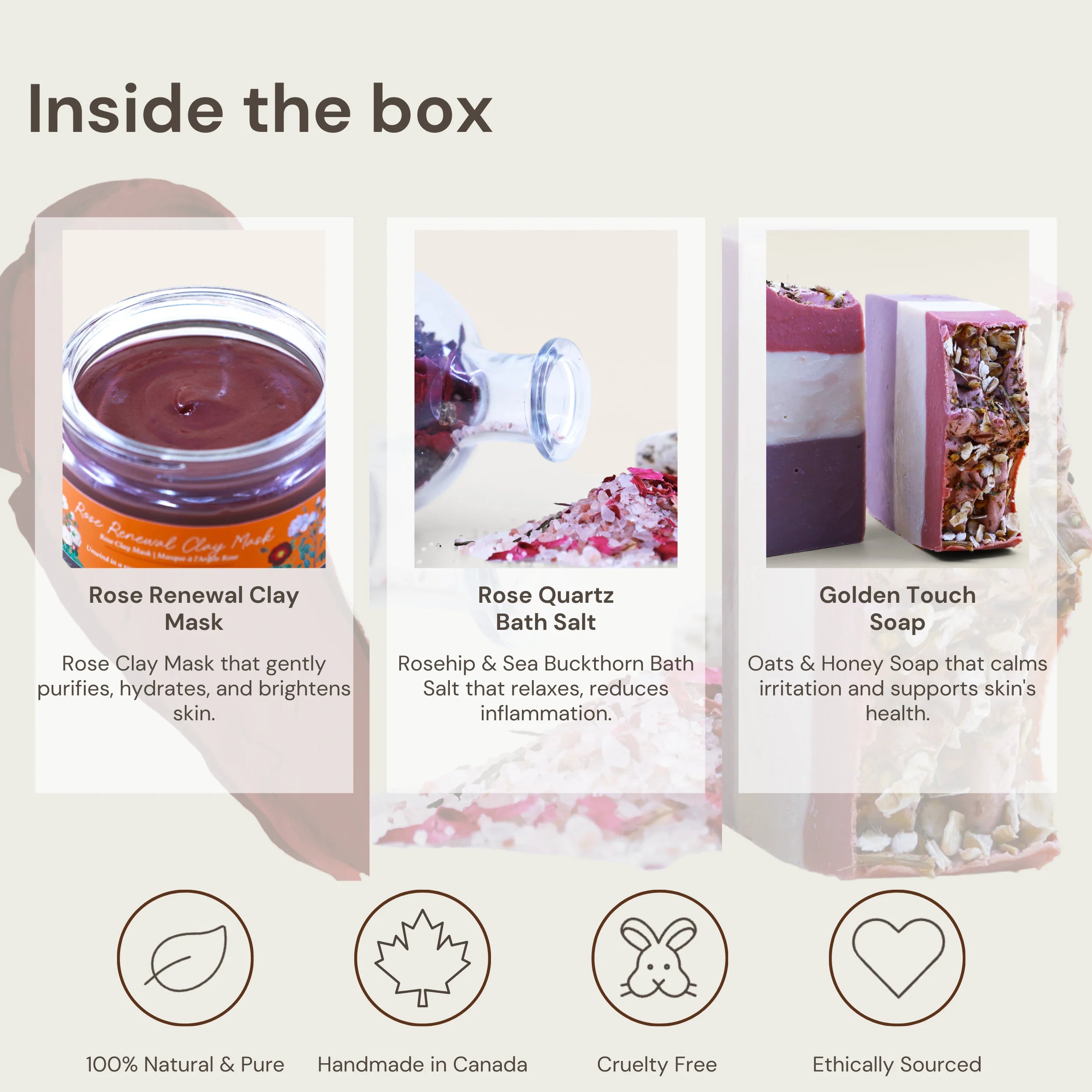 Walk in Garden Gift Box with natural skin and bath products that is 100% natural and pure, handmade in Canada, cruelty free, and ethically sourced.