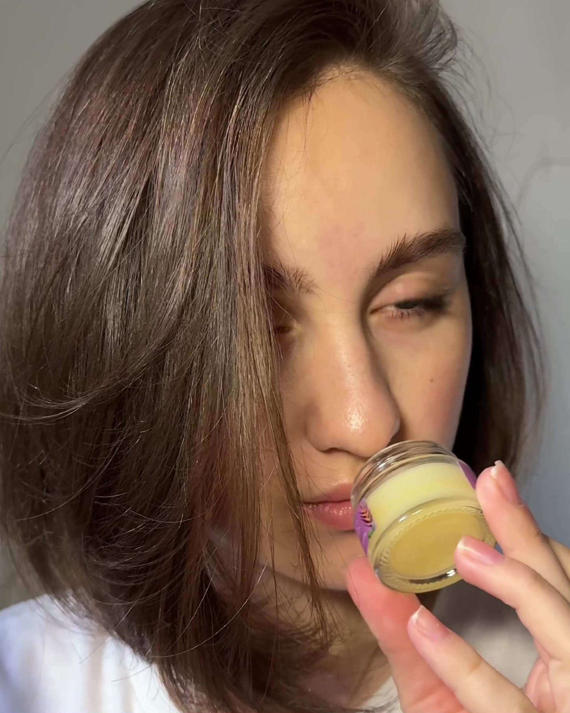 Coconut Peach Vegan Lip Balm application for all day long hydrated lips