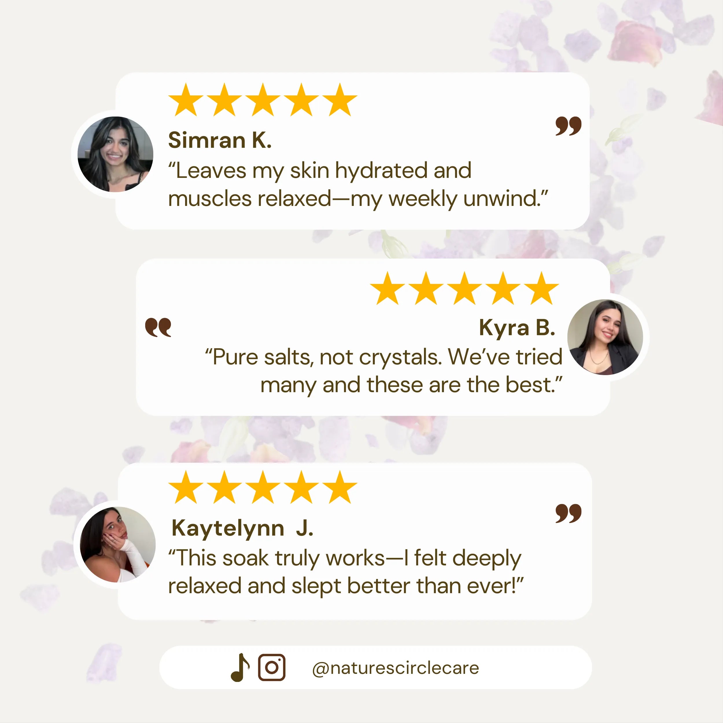 Twilight Amber Bath Salt – Customer Reviews. Simran K.: 'Leaves my skin hydrated and muscles relaxed—my weekly unwind.' Kyra B.: 'Pure salts, not crystals. We’ve tried many and these are the best.' Kaytelynn J.: 'This soak truly works—I felt deeply relaxed and slept better than ever!'