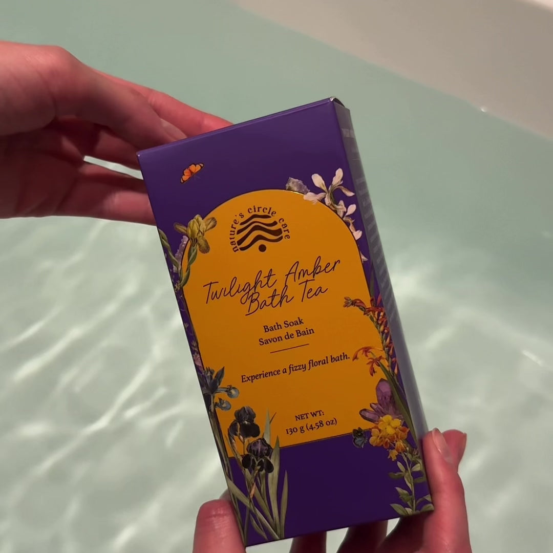 A relaxing bath ritual featuring Twilight Amber Bath Salt by Nature’s Circle Care. Watch as luxurious Himalayan and Dead Sea salts dissolve, releasing soothing botanical extracts, jasmine and rose petals, and a warm amber aroma. Designed for deep relaxation, skin nourishment, and a spa-like aromatherapy experience at home.