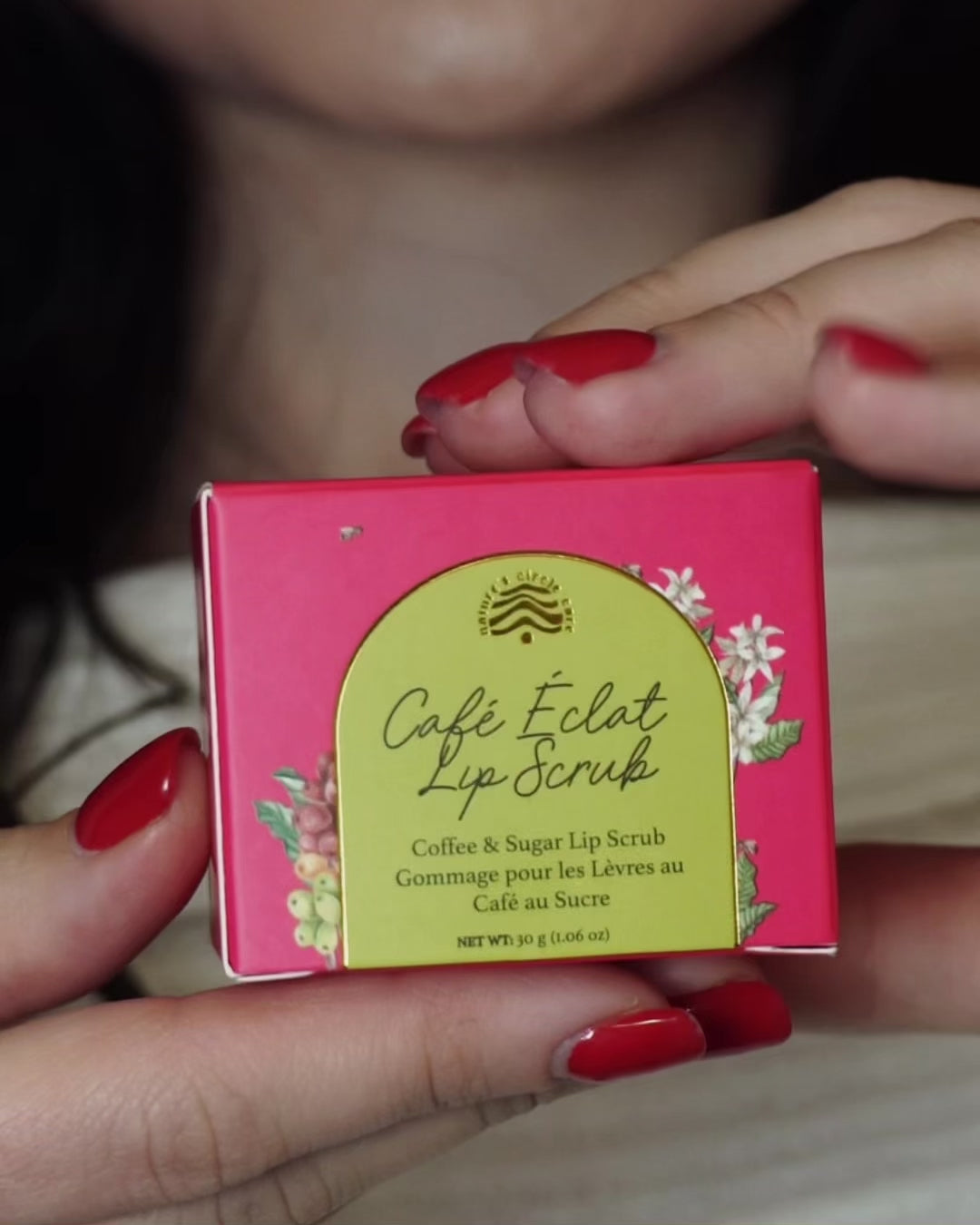 Coffee Sugar Lip Scrub Application to gently exfoliate chapped lips.